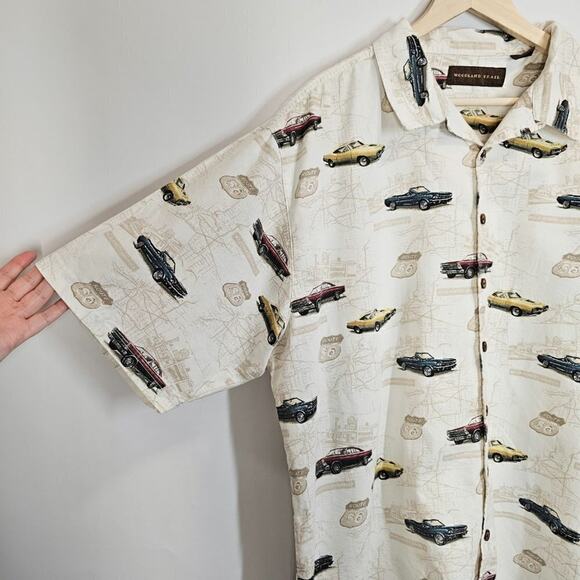 Woodland Trail Route 66 Classic Cars Men's Retro Casual Button-down Size XL - Picture 2 of 7